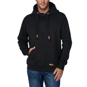 riverso RIVJulian Pull &agrave; Capuchon pour Homme avec Poche Kangourou et col crois&eacute; en Coton, Sweat-Shirt, Hoodie, Gris Vert Rouge Bleu Noir S M L XL 2XL 3XL 4XL 5XL - Noir - Large (Jeans-direct, neuf)