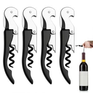 Limonadier Professionnel, Lot de 4 Tire Bouchon Limonadier Personnalisable pour bouteille de bi&egrave;re et de vin, 3 en 1 Tire Bouchon Sommelier avec D&eacute;capsuleur et Coupe-Capsule pour Serveurs et Barmen (Zhang cancan, neuf)