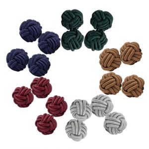 TEOZBLU 5 Paires Bouton De Manchette Homme Noeuds De Soie, Boutons De Manchette Pour Hommes, Boutons De Manchette En Tissu Pour Hommes N&oelig;uds Tress&eacute;s Boutons De Manchette Pour Homme/Femme Chemise/Robes (LIYUNxia, neuf)