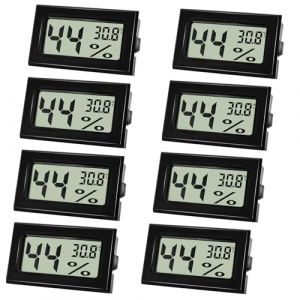 Farerkass 8 Pcs Thermometre Interieur, Digital Hygrometre, Mini Thermom&egrave;tre Hygrom&egrave;tre Int&eacute;rieur avec LCD pour Chambre B&eacute;b&eacute;,Maison, Bureau, Chambre, Cave (Noir) (Nuoyala, neuf)