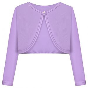 BONNY BILLY Gilet Fille Manches Longues Tricot Court Boléro Cardigan Enfant Fille 5-6 Ans Violet (BONNY BILLY CLOTHING, neuf)