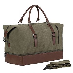 Sac de Voyage de Nuit, Sac de Voyage surdimensionn&eacute; en Toile et Cuir pour Homme ou Femme, [C] Vert, Mode (Hetzin-EU, neuf)
