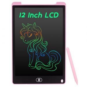 Coolzon Tablette d'écriture LCD Coloré Tablette Graphique de Dessin 12 Pouces pour Enfants, Tableau Portable de Dessin Effaçable, Planche à Dessin numérique Jouet Educatif pour Garçon Fille, Pink (LauraGood, neuf)