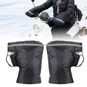 HOVCEH Manchon de Guidon Gants, Gant Scooter Hiver, Gants de Moto Hiver Epais Etanche, Gant Moto Hiver Universelle, Bandes R&eacute;fl&eacute;chissantes et Doublure Int&eacute;rieure en Peluche, pour Anti Froid, Noir (FMKJEU, neuf)