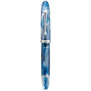 Asvine V800 Stylo &agrave; plume &ndash; Syst&egrave;me de remplissage sous vide avec grande capacit&eacute; d'encre &ndash; Plume lisse num&eacute;ro 8 extra fine avec &eacute;tui-cadeau et cl&eacute; &ndash; Bleu et blanc (Eorfa Direct, neuf)