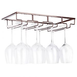 FOMANSH Support métallique pour verres à vin installable sous un placard, 4 rangées, marron (FOMANSH-Direct FR, neuf)