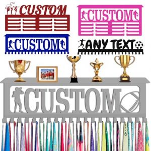 Porte Médaille Personnalisé avec Prenom Logo Présentoir à Medaille Personnalisée Argent pour Football Gymnastique Judo Ballet Enfant Garçon Fille Cadeau Personnalisé Présentoir de Sport en Méta (Lokfun, neuf)