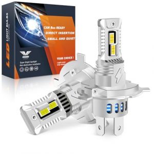 JOSHF H4 LED, 30000LM 6500K Blanc Froid, Ampoules H4 LED 500% Luminosit&eacute; 14000RPM Ventilateur, Taille Mini 1:1 Plug and Play, Ampoules de Phare Voiture et Moto, Pack de 2 (JOSHF, neuf)