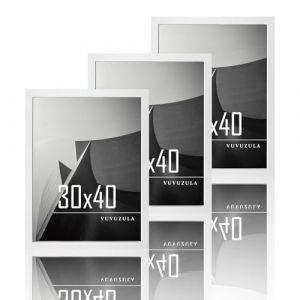 VUVUZULA Cadre photo en bois blanc - 30 x 40 cm - Cadre photo en bois 12 x 16 pouces - Cadre MDF 30 x 40 cm - Lot de 3 (SAILR, neuf)