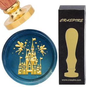 craspire Tampon de Sceau de Cire de F&eacute;e de Ch&acirc;teau Vintage T&ecirc;tes de Tampon de Cachetage en Laiton Amovibles de 25 mm avec Poign&eacute;e en Bois pour Enveloppes Lettre Invitations Carte Bricolage Artisanat (CRASPIRE FR, neuf)