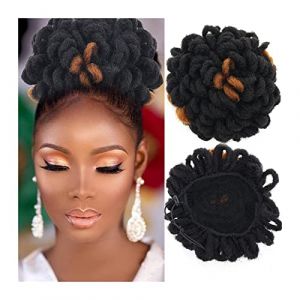 Chignon Postiche Cheveux Chignon synthétique bouclé cordon queue de cheval extensible brosse à cheveux pince chignon tresse for les femmes noires (dundunting, neuf)