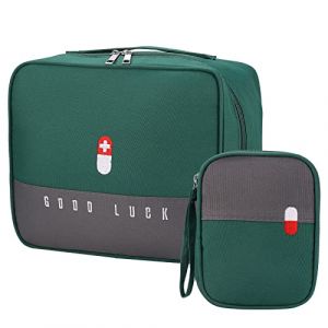 Trousse de Secours Vide, Trousse de Secours Complete, Trousse Premier Secours, 1 Grand Trousse Pharmacie Voyage avec 1 Mini Sac à Médicament, Trousse Secours d'Urgence pour Voyage, Camping(Vert) (FtrsTrade, neuf)