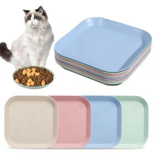 Set de Gamelle Chat, Bol Nourriture, Plates Peu Profondes, Plat Assiette Chat R&eacute;gime, &Eacute;cuelle Plateau Gamelle de Nourriture pour Int&eacute;rieur,Plastique,R&eacute;utilisable,Taille Universelle (ZonQ, neuf)