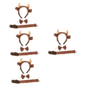 GALPADA 4 Ensembles Coiffe D'animal Bœuf Costume De Cosplay De Taureau Oreilles De Bétail Casque De Vache Noeud Animalier Vêtements Enfant Bandeau Déguisement En Tissu (Hargrove Hare, neuf)