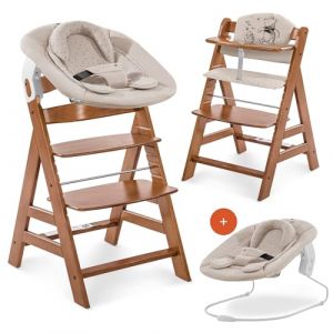 hauck Chaise Haute Bébé Alpha Plus Newborn Set - Évolutive dès Naissance, Transat Nouveau-Né, Coussin d'Assise et Réducteur - Noyer Winnie L'Ourson (babyartikel-de, neuf)