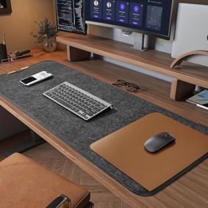 Eurhomewit Tapis de Bureau Feutre, 100X40cm Sous Main Bureau, Tapis Clavier Souris Antid&eacute;rapante, Grand Tapis Souris XXL, Tapis de Souris Feutre, Desk Mat Sous-main pour Bureau et Maison -Gris Fonc&eacute; (YiyueMaoyi, neuf)