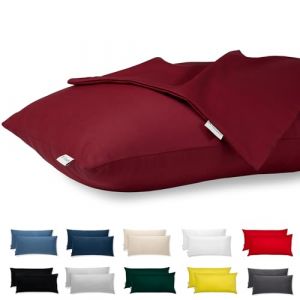 Taie d'oreiller 50x70 Coton Satin Premium Lot de 2 Housse Coussin pour Coussins Canapé/Lit Tissu Super Doux Resistant et Lavable Hypoallergénique Anti-Acariens avec Fermeture éclair Invisible (Flowen FR, neuf)