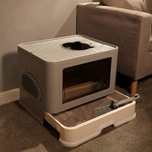 BingoPaw Bac à Litière pour Chat Grande Taille: Maison de Toilette Chat Pliable XXL Grande - Caisse Chats Litiere Fermée avec Pelle et Brosse pour Massage 50x38x37cm (BingoPaw FR, neuf)