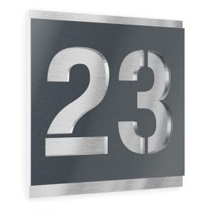 Graviers Design Plaque Numéro de Maison | Chiffres personnalisables | 120 x 120 mm Gris anthracite métallisé | Acier inoxydable | Fabriqué en Allemagne (Graviers GmbH, neuf)