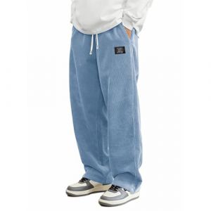 Jogging Baggy Homme, Pantalon Velours Homme C&ocirc;tel&eacute; Kirakuco Pantalons Japonais Taille Elastique Grande Taille Hiver Jogging Bodybuilding Baggy Sweatpants Sportswear Sport Chino Confortable (ChaoWenMao, neuf)