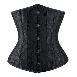 Everbellus Femme Gothique Corset Sein Nu Gaine Ventre Plat Minceur Lingerie avec Ruban Lacet Style Victorien Médiéval Noir 5XL (EverBellus, neuf)