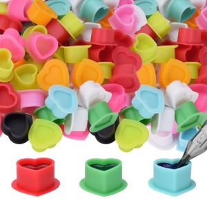 Atomus silicone tatouage encre Cup 200pcs jetable silicone tatouage Pigment Cup coeur sourcil Eyeliner crayon &agrave; l&egrave;vres Pigment Cup couleur mixte tatouage Pigment Cup (hayou1989, neuf)