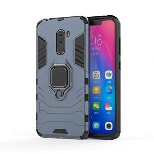 MHHQ Coque Xiaomi Pocophone F1, 2 en 1 Armour Style Robuste Hybrides Double Couche Armure Defender TPU + PC Case Cover avec Support Magn&eacute;tique Car Mount pour Xiaomi Pocophone F1 -Black Plus Gray (mhhq, neuf)