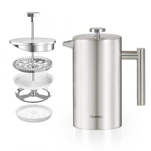 Blumtal cafetiere a piston en acier inoxydable 350 ml (2 tasses) - cafetiere piston - cafetière isotherme double paroi - cafetière piston - échelle de mesure, filtre de rechange et notice - 3 tailles (Everbrent, neuf)