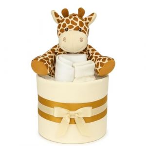 The Big Card Company G&acirc;teau de couches neutres unisexe &ndash; Cadeau de b&eacute;b&eacute; &ndash; Mousseline carr&eacute;e enveloppante de 9 couches de qualit&eacute; sup&eacute;rieure, bavoir chaussettes et girafe en peluche douce (The Big card shop, neuf)