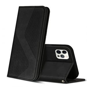 ZONNAVI Coque pour iPhone 12 Pro Max, Premium Étui Housse en Cuir de Protection avec [Emplacements Cartes] [Magnetique], Clapet Folio Portefeuille pour iPhone 12 Pro Max (Noir) (ZONNAVI, neuf)