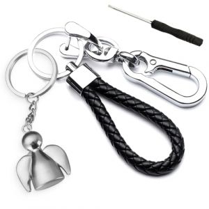 Ange Gardien Porte-Clés en Corde avec mousqueton et D Boucle Peut être Utilisé Comme Porte Bonheur Porte Clef Voiture Cadeau Spécial Convient aux Homme et Femme (vec Petit Tournevis) (zhangjinchengouzhoudianpu, neuf)