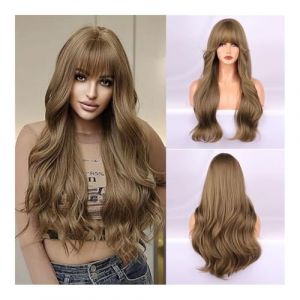 Perruques Big Wave Micro Roll Bangs - Perruque à couverture complète en soie haute température | Votre séduisante base en filet rose aux tons gris (yichanggeng, neuf)