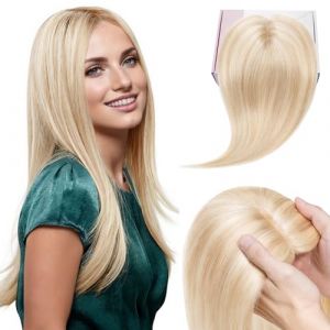 Elailite Volumateur Capillaire Femme Naturel - Extension a Clip Cheveux Naturel Toupet Cheveux Humain - Base en Soie au Milieu (#18P613 M&Eacute;CH&Eacute; SABLE BLOND/BLOND CLAIR, 40 cm) (Elailite Direct, neuf)