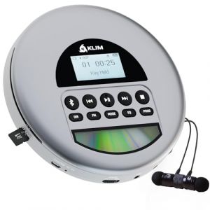 KLIM Nomad - Nouveaut&eacute; - Lecteur CD Portable - Batterie Int&eacute;gr&eacute;e Longue Dur&eacute;e - avec &Eacute;couteurs - Compatible CD-R, CD-RW, MP3 - Bluetooth Baladeur Lecteur CD pour Voiture, Maison, Ext&eacute;rieur - Gris (KLIM Technologies France, neuf)