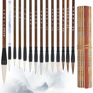 Linkstyle Lot de 14 Pinceaux Calligraphie Chinoise, Tailles Mixtes Pinceau Japonais Sumi &eacute;Criture Pinceaux Dessin pour D&eacute;Butants (Wowparts-EU, neuf)