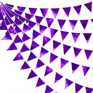 32Ft Violet Fanion Guirlande Banni&egrave;re Bruant D&eacute;coration de F&ecirc;te Violettes Tissu Triangle Drapeau Banderole pour Dipl&ocirc;me Anniversaire bapteme Mariage Disco Halloween Pourpre Ext&eacute;rieure Fournitures Deco (MZY Co., Ltd, neuf)