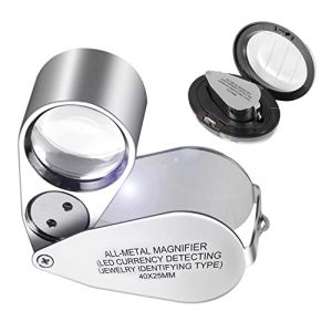 VKI Loupe Bijoutier 40X, Loupe de Poche en Acier Inoxydable pour Diamants, Bijoux, Pièces de Monnaie, Timbres, Reconnaissance de Monnaie, Identification de Bijoux (VKIEU, neuf)