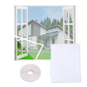 Fen&ecirc;tre moustiquaire magn&eacute;tique 130 x 150 cm, bandes de rideau moustiquaire magn&eacute;tique, fen&ecirc;tre &agrave; fermeture automatique et amovible pour prot&eacute;ger des moustiques, blanc, livr&eacute;e avec ruban adh&eacute;sif (YU CHENGLONG DE DIAN, neuf)