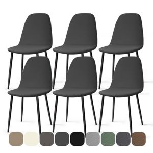 Housse de Chaise Scandinave 6 Pieces Universel Housses Chaise de Salle à Manger Lavable Extensible Couverture de Chaise Housse Chaise pour Décoration Salon Cuisine Hôtel (Gris Foncé, 6 Pieces)-KC (Ballad, neuf)