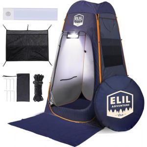 Elil Tente de Douche de Camping avec capteur de lumière LED, Grande Tente de Douche de Camping de 1,80 m, Tente d'intimité Facile à Ouvrir, Tente à Langer pour la Plage, Tente de Douche Pop-up, Cabin (Elil Design, neuf)