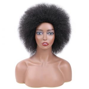 Naturelle Perruque Perruque courte ondulée avec frange faux cheveux perruque courte pour femme perruque synthétique 35 cm/14' Explosion de tête explosive moelleuse naturelle Cheveux Naturel (yizhishizizaichuangtou, neuf)