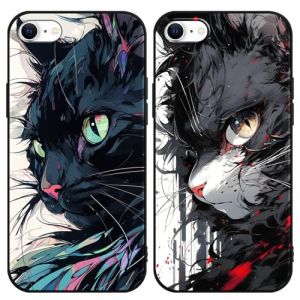 Yimctoie 2 Pi&egrave;ces Coque pour iPhone 7/8/SE 2020/SE 2022 4,7",Cool Chat Aesthetic Cr&eacute;ativit&eacute; Mode Motif Anime Cover,Cute Cartoon Cat Antichoc Protection Silicone TPU Souple Coque de T&eacute;l&eacute;phone Case (JOSS SKELTON, neuf)
