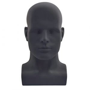 Surluoen TêTe de Mannequin Homme TêTe de Mannequin Professionnelle pour Affichage Perruques Chapeaux Casque PréSentoir (Noir Mat) (Liming6, neuf)