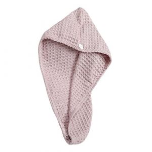 NOLITOY 1pièce Serviette De Séchage Ultra Absorbante Waffle Pour Cheveux Capuche Sèche-cheveux Pratique Couleur Unie Rose Pour Maison Hôtel Et Voyage (M.Meteorite, neuf)