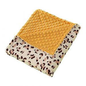 Couverture douce pour bébé en minky imprimé léopard avec revers à pois pour chambre d'enfant, poussette, berceau, couverture de réception pour nouveau-né 76,2 x 101,6 cm (FengXXM, neuf)