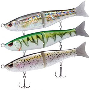 Bassdash Combinaison d'appâts de pêche SwimShad Glide Baits Leurres Coulissants Swimbait Articulé pour Achigan, Brochet, Saumon, Truite, Maskinongé - Lot de 3 (Bassdash-UK, neuf)