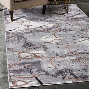 Carpeto Rugs Tapis Salon Moderne Motif Abstrait - Vintage Tapis Grande Taille de Chambre Adulte Moderne &agrave; Poils Ras - Moquette pour Chambre et Salon - Rug - Gris Beige 3-300 x 400 cm (Mazovia, neuf)