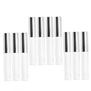 Vaguelly 10 Pièces tube à lèvres tubes Flacon à lèvres réutilisable bouteille à lèvres vide lip gloss verre transparent tube circulaire à lèvres tube de brillant à lèvres mode Silver (Bustling Xin, neuf)