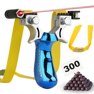 PZCC Professionnel Super Clip Slingshot avec Bande élastique, équipement de Sport en lot avec Caoutchouc de Rechange et Billes d'argile.(Résine Bleue) (Appleton Trade Store, neuf)