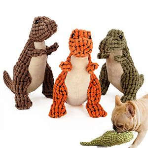 JUSGTPS Robustdino - Indestructible Robust Dino, Dog Toy for Aggressive Chewers, Squeaky Plush Dog Toy, Stuffed Dog Toy Plush Dog Toy, Interactive Dog Toys (3PCS-Mix) (ZBLanc, neuf)